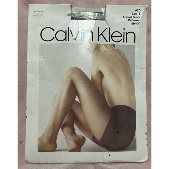 NEW Calvin Klein Matte Ultra Sheer Almost Black Control Top Pantyhose, Size B - Picture 1 of 4